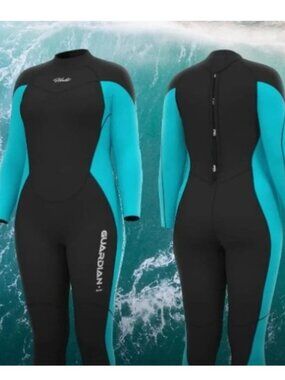 Hevto Swim Guardian II Men's Black & Teal Full-Body Wetsuit Size Unknown See Pic